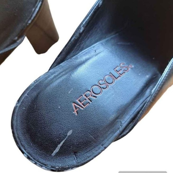 Black Aerosoles Chunky Heal Mules - Picture 4 of 6